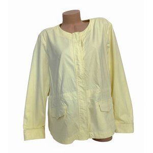 Talbots Women's 2X Petite Pale Yellow Cotton Blend Full Zip Blazer Pocket Jacket